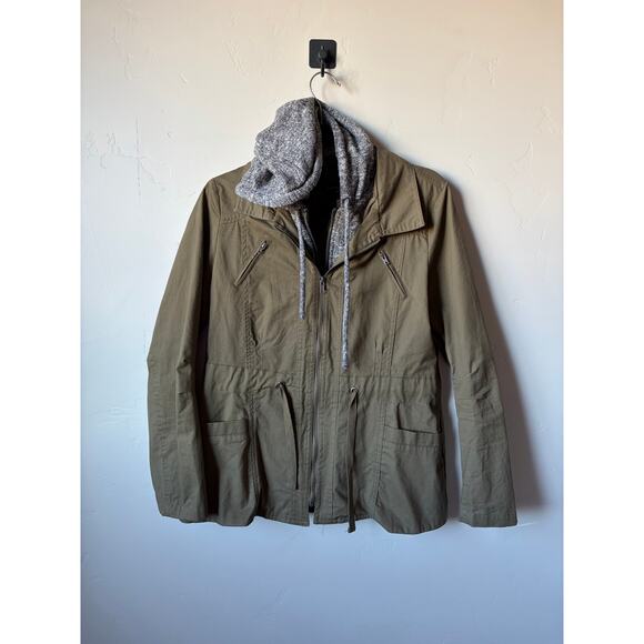 Love Tree Olive Green Women's Zip Up Hooded Cinch Waist Jacket- Size Medium - Picture 6 of 7